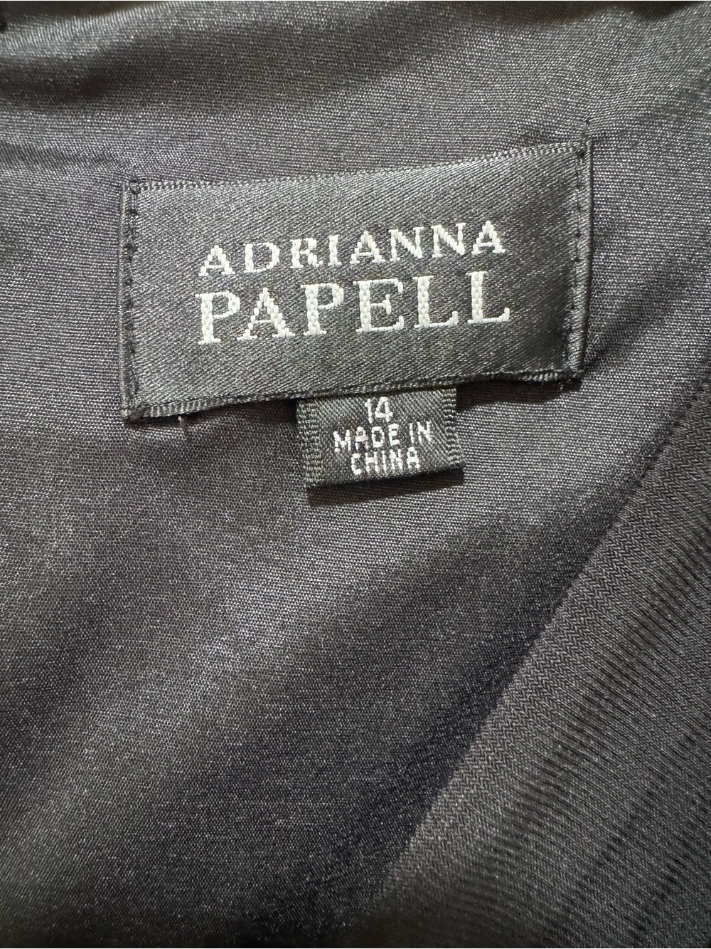 Adrianna Papell Black Tiered Ruffle Sheath Dress V-Neck Cocktail Size 14 - Picture 3 of 3